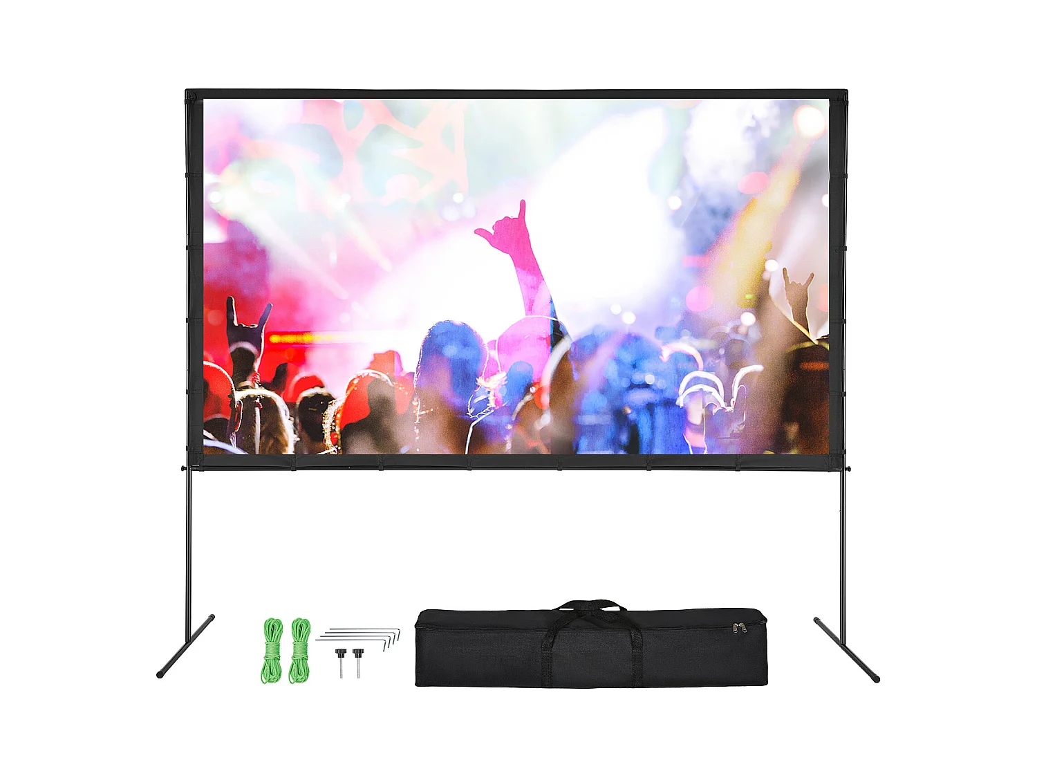 Écran de Projection SucceBuy sur Pied Portable, 305 cm, 16:9 HD Double Face Anti-Plis Grand Angle de Vision, pour Vidéoprojecteurs Cinéma Maison