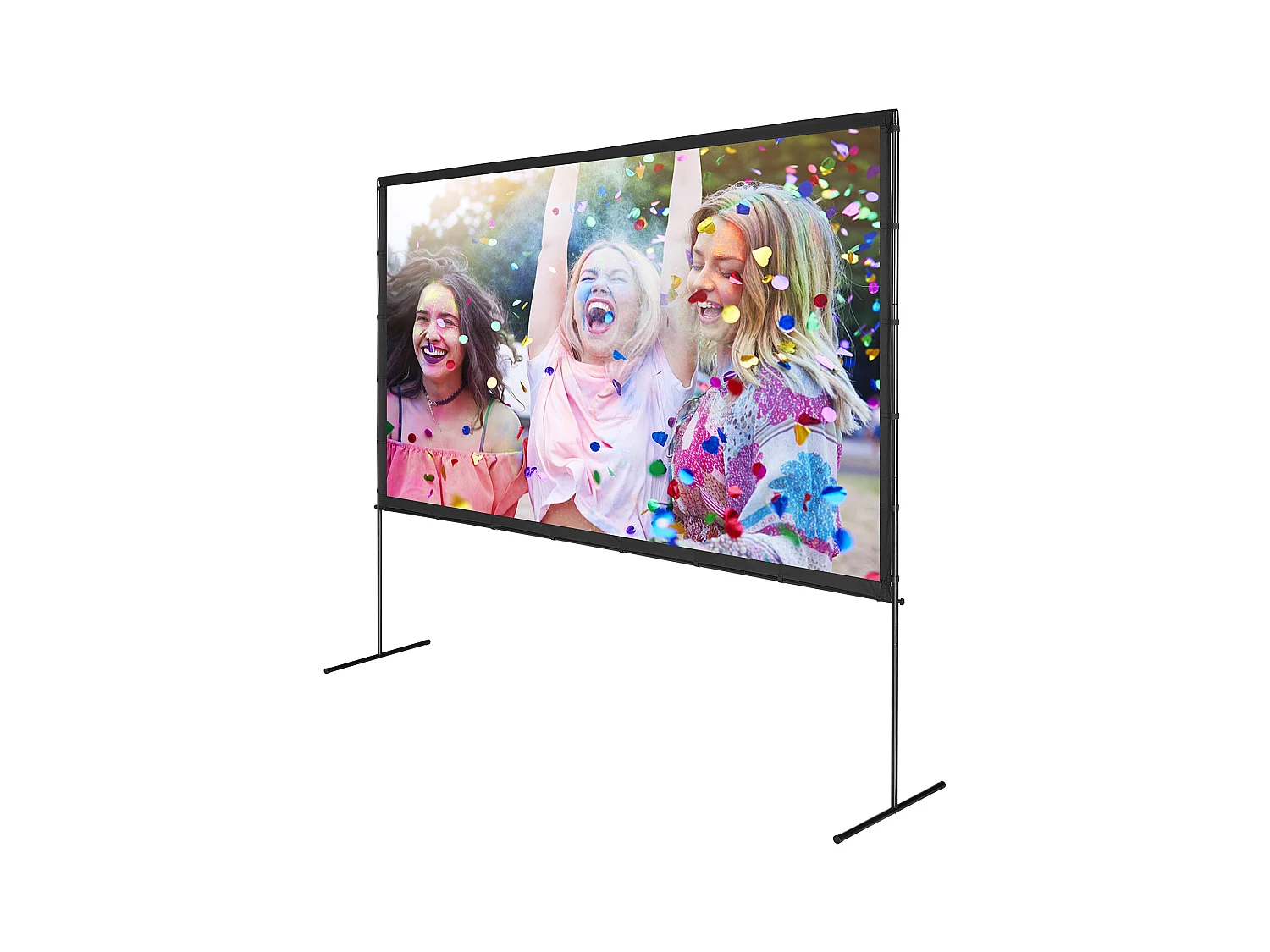 Écran de Projection SucceBuy sur Pied Portable, 305 cm, 16:9 HD Double Face Anti-Plis Grand Angle de Vision, pour Vidéoprojecteurs Cinéma Maison