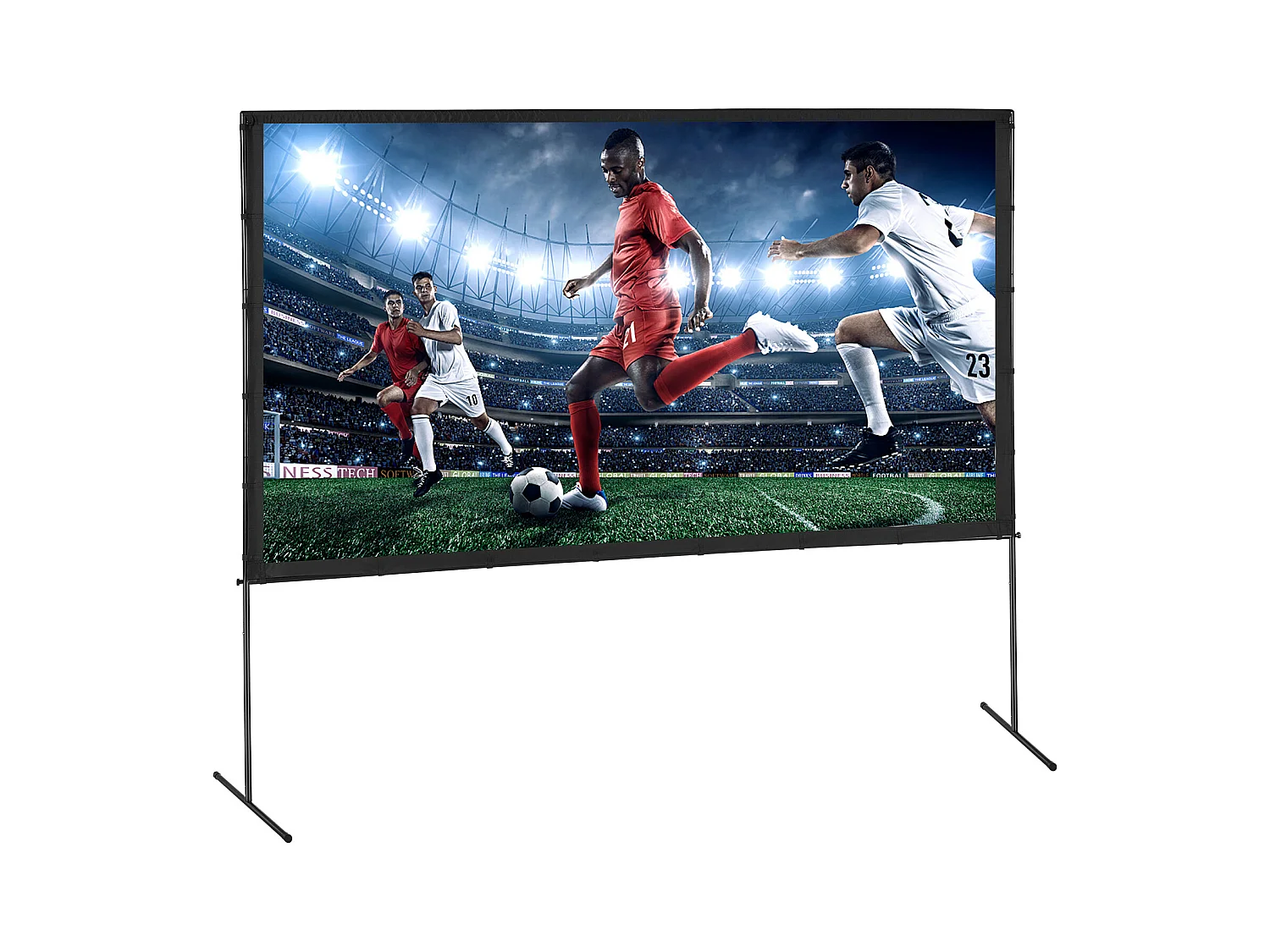 Écran de Projection SucceBuy sur Pied Portable, 305 cm, 16:9 HD Double Face Anti-Plis Grand Angle de Vision, pour Vidéoprojecteurs Cinéma Maison