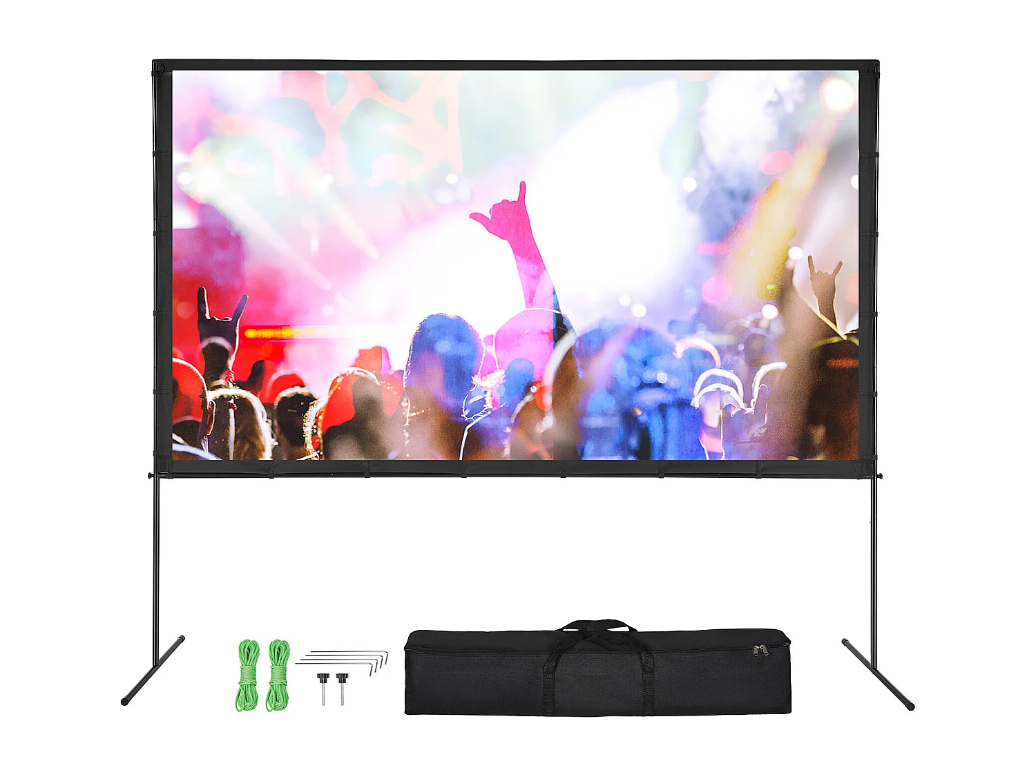 Écran de Projection SucceBuy sur Pied Portable, 305 cm, 16:9 HD Double Face Anti-Plis Grand Angle de Vision, pour Vidéoprojecteurs Cinéma Maison