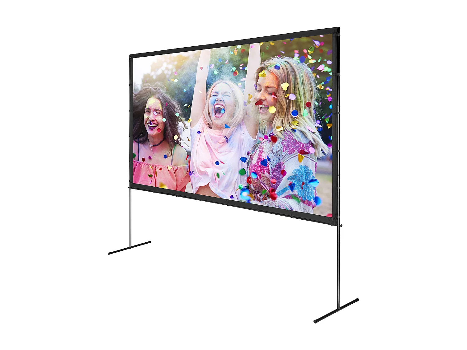 Écran de Projection SucceBuy sur Pied Portable, 305 cm, 16:9 HD Double Face Anti-Plis Grand Angle de Vision, pour Vidéoprojecteurs Cinéma Maison