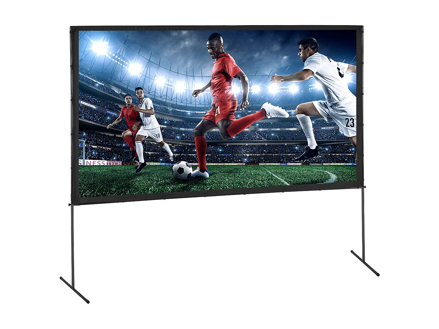 Écran de Projection SucceBuy sur Pied Portable, 305 cm, 16:9 HD Double Face Anti-Plis Grand Angle de Vision, pour Vidéoprojecteurs Cinéma Maison