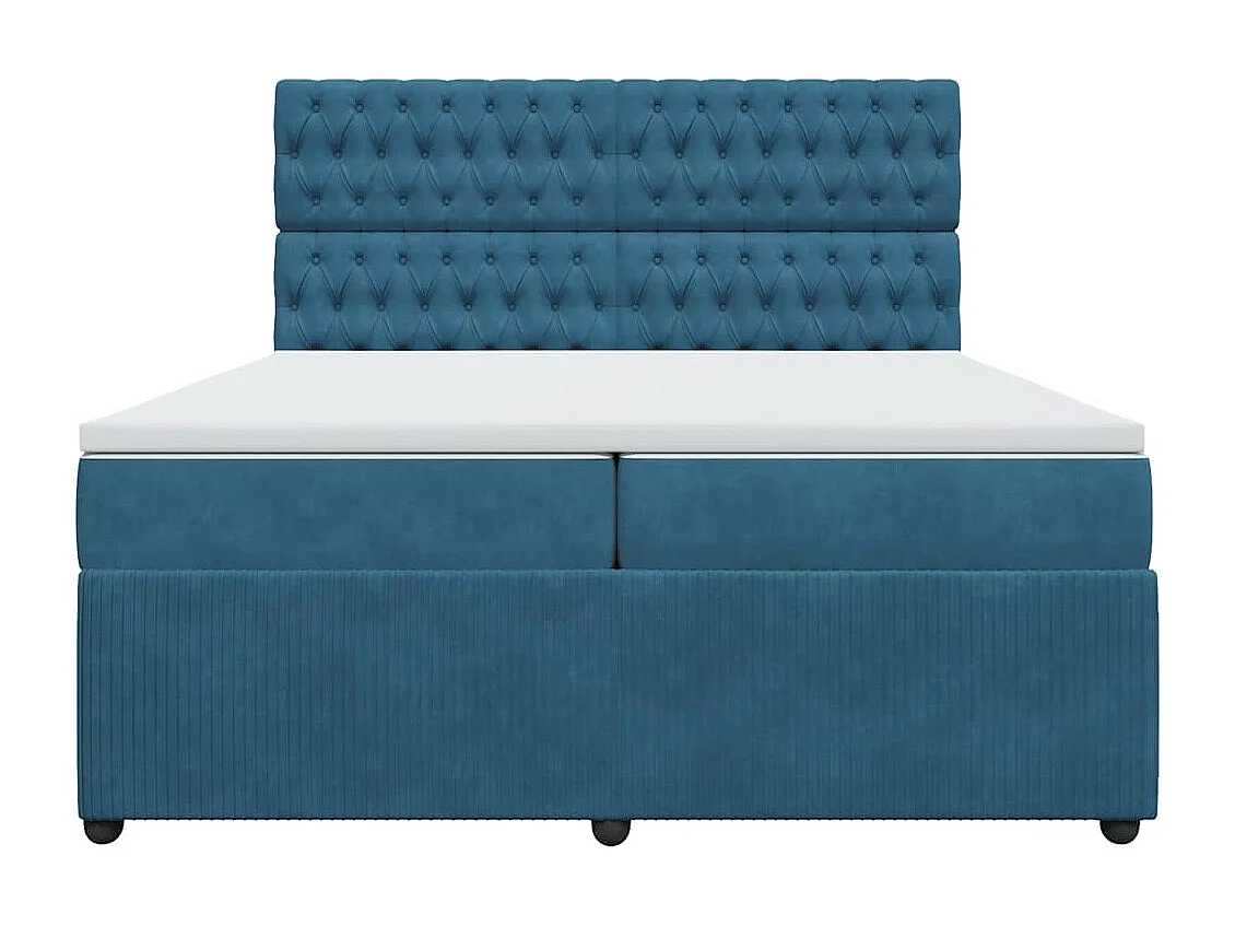 Cama box spring con colchón terciopelo azul 200x200 cm