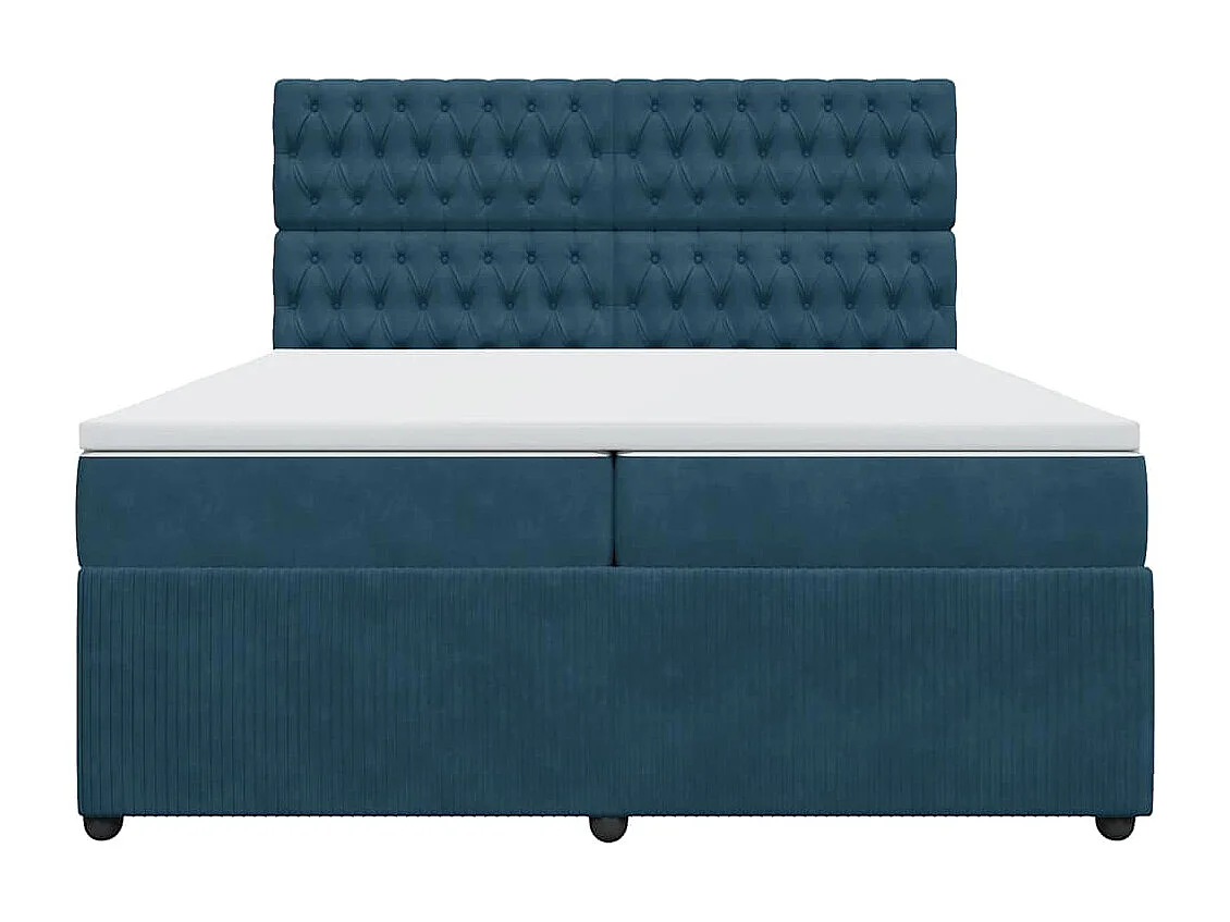 Giroletto a Molle con Materasso Blu 200x200 cm in Velluto