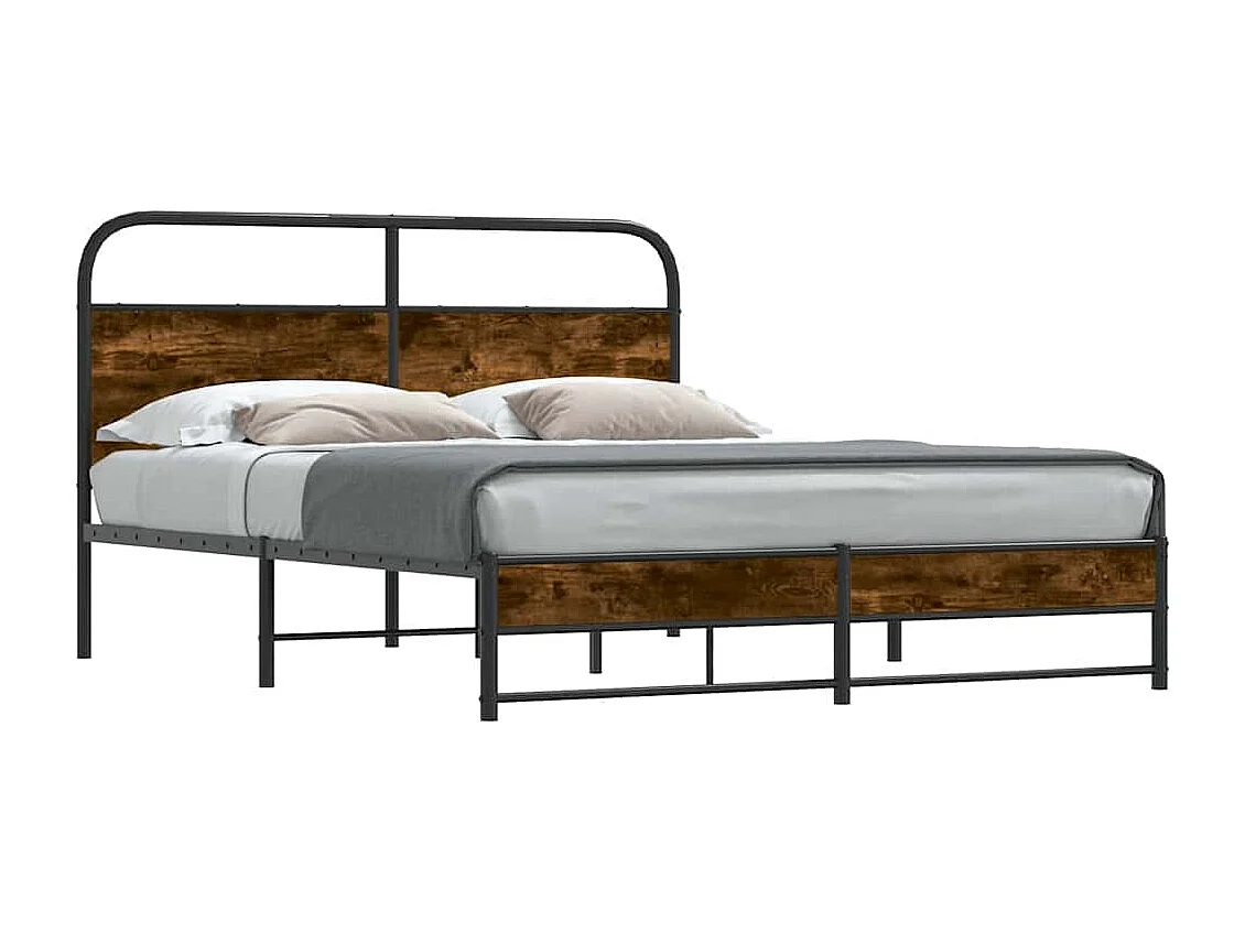 Estructura de cama sin colchón 150x200 cm madera roble ahumado
