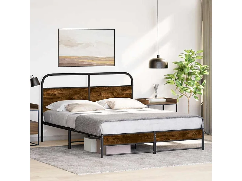 Estrutura de cama s/ colchão derivados madeira carvalho fumado