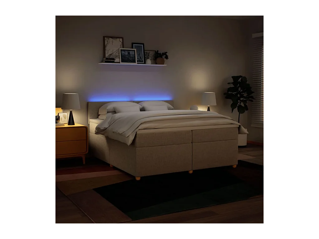 Giroletto a Molle con Materasso Crema 200x200 cm in Tessuto