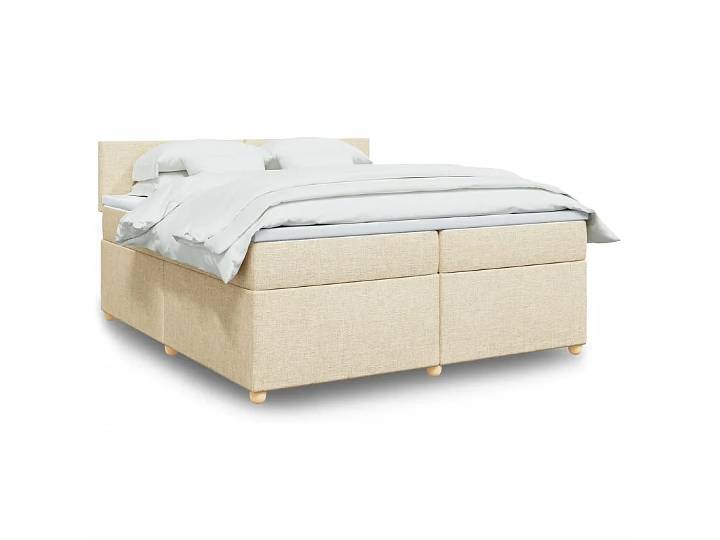 Giroletto a Molle con Materasso Crema 200x200 cm in Tessuto