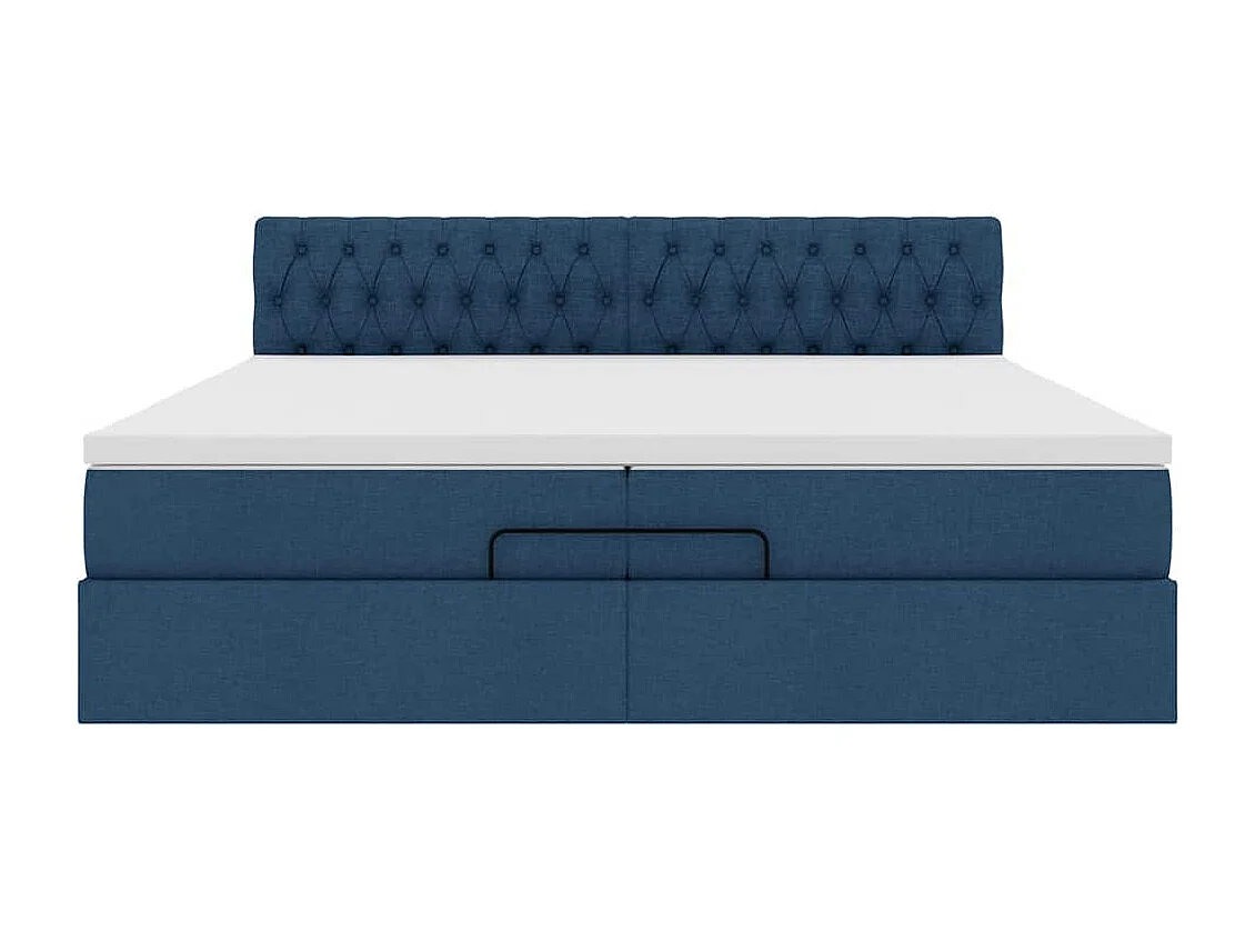 Ottoman-Bett mit Matratze Blau 200x200 cm Stoff