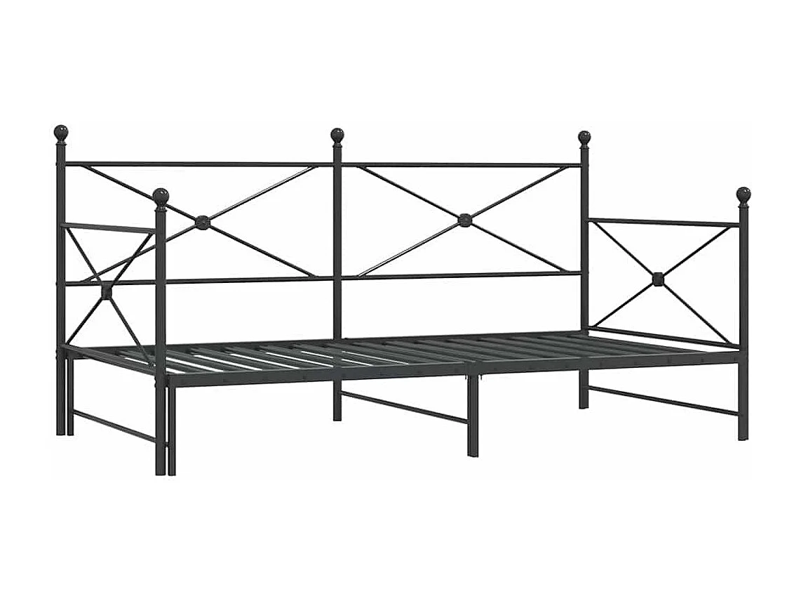 Tagesbett Ausziehbar ohne Matratze Schwarz 107x203 cm Stahl