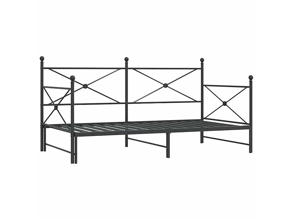 Divano Letto Estraibile senza Materasso Nero 107x203 cm Acciaio