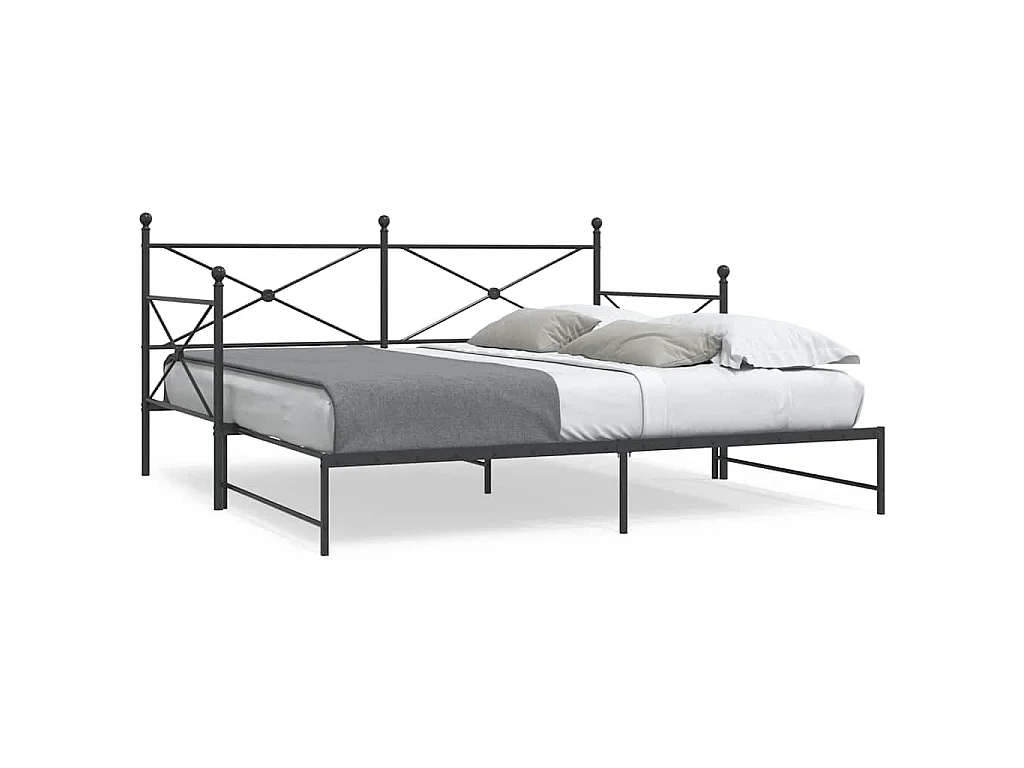 Divano Letto Estraibile senza Materasso Nero 107x203 cm Acciaio