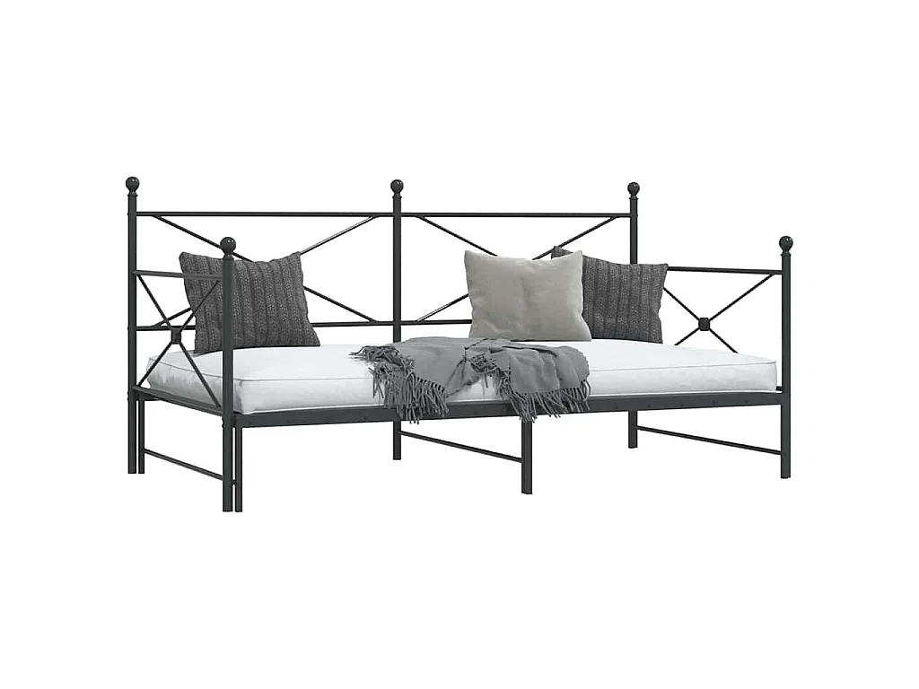 Divano Letto Estraibile senza Materasso Nero 107x203 cm Acciaio