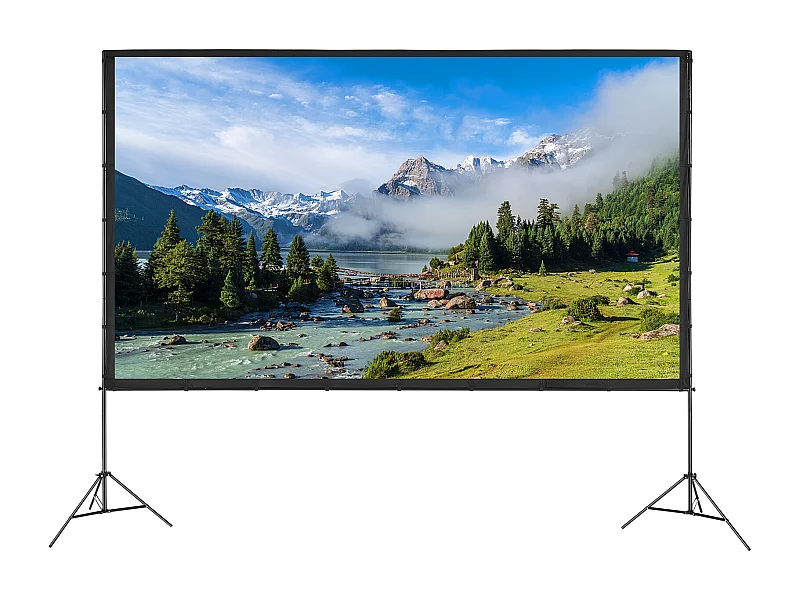 Portabler Projektionsbildschirm SucceBuy mit Ständer, 381 cm, 16:9 HD Doppelseitig Knickfest mit Großem Sichtwinkel, für Heimkino-Projektoren