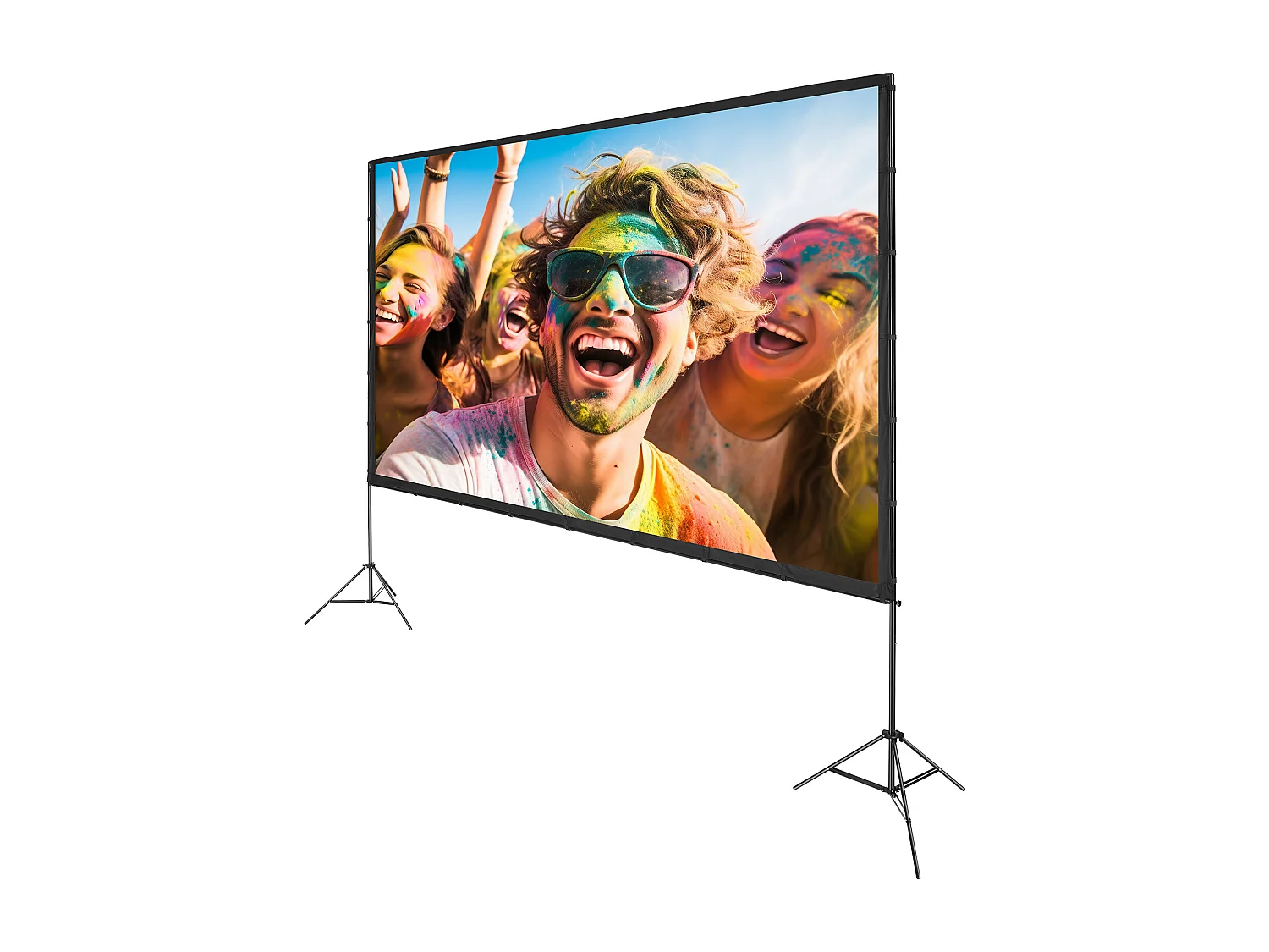 Écran de Projection SucceBuy sur Pied Portable, 381 cm, 16:9 HD Double Face Anti-Plis Grand Angle de Vision, pour Vidéoprojecteurs Cinéma Maison