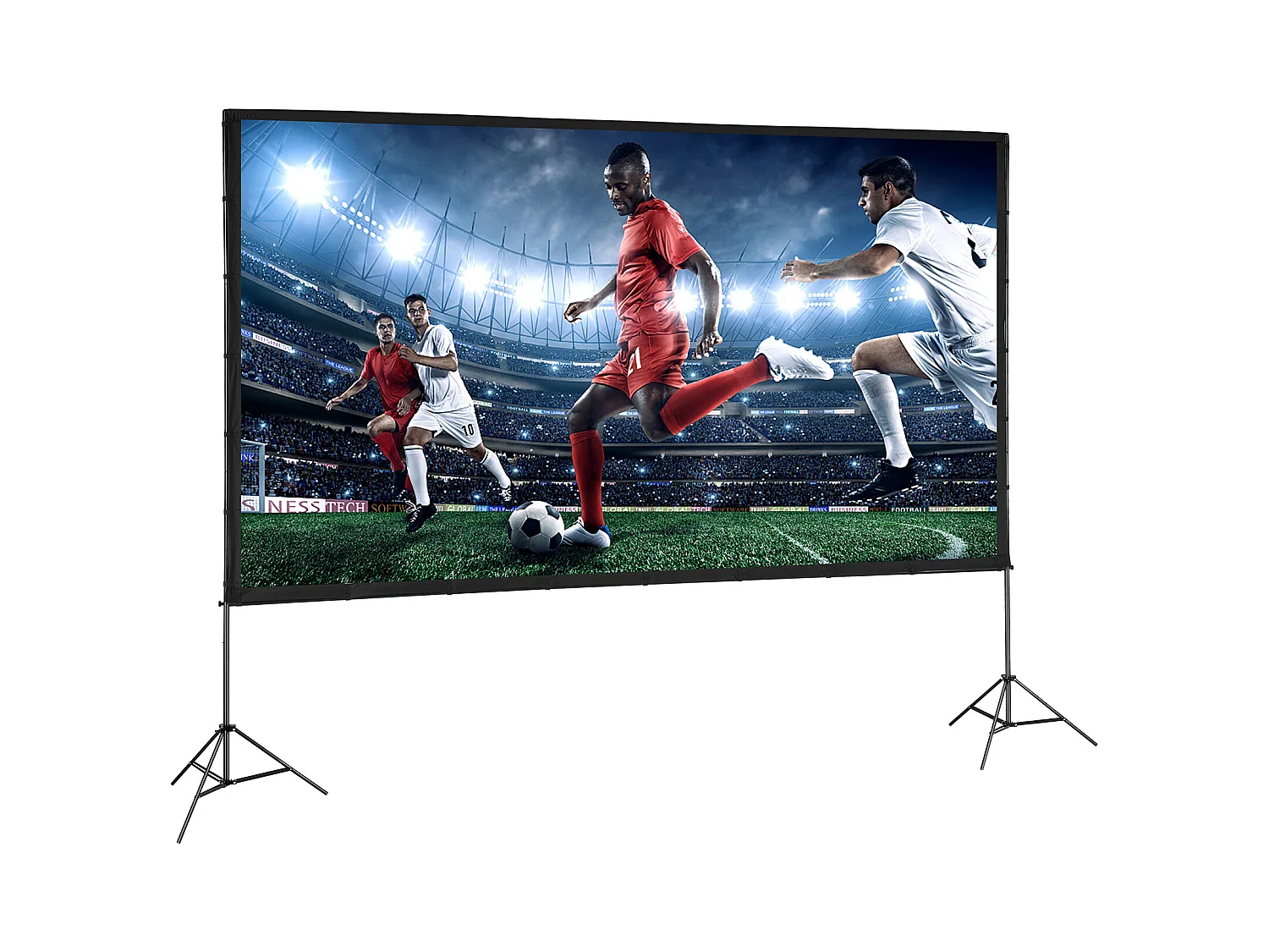 Portabler Projektionsbildschirm SucceBuy mit Ständer, 381 cm, 16:9 HD Doppelseitig Knickfest mit Großem Sichtwinkel, für Heimkino-Projektoren