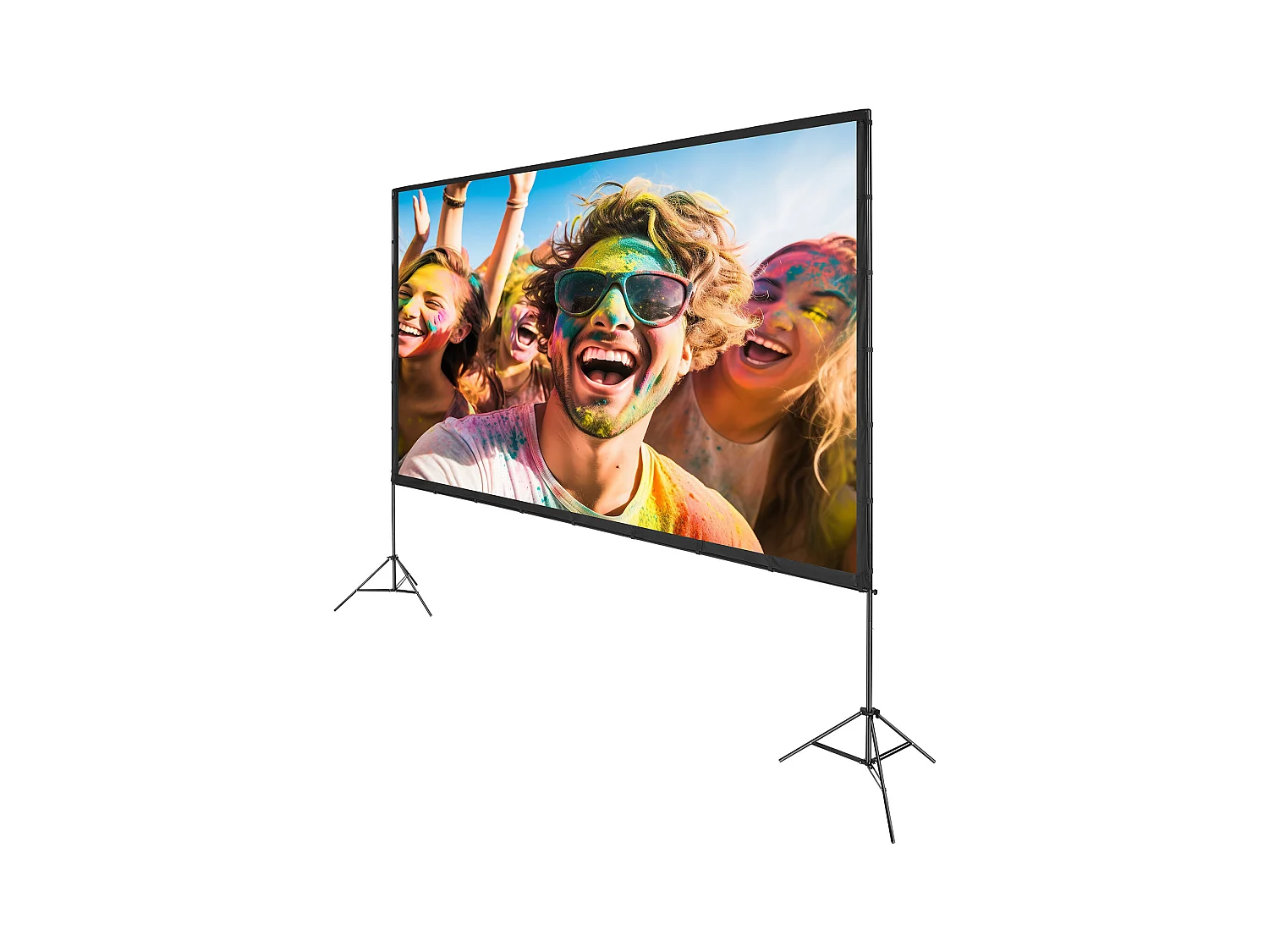 Portabler Projektionsbildschirm SucceBuy mit Ständer, 381 cm, 16:9 HD Doppelseitig Knickfest mit Großem Sichtwinkel, für Heimkino-Projektoren