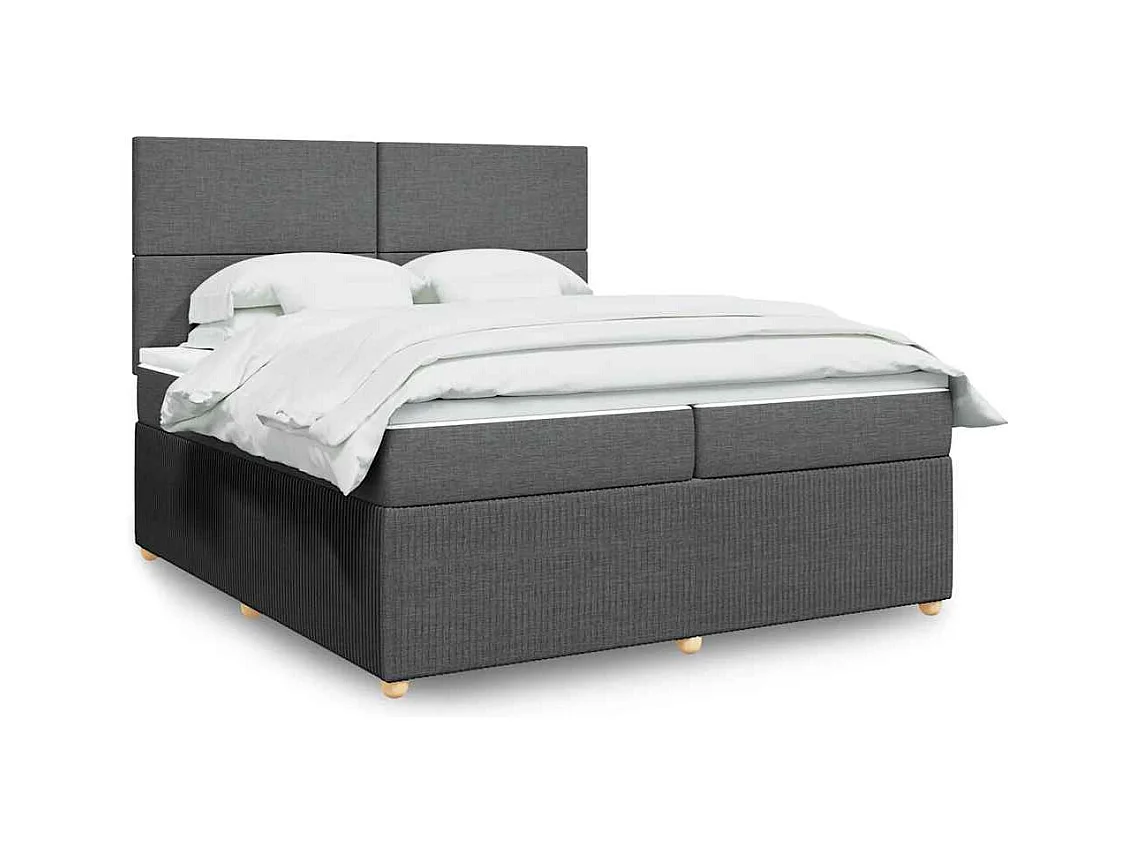 Giroletto a Molle con Materasso Grigio Scuro 200x200 cm Tessuto