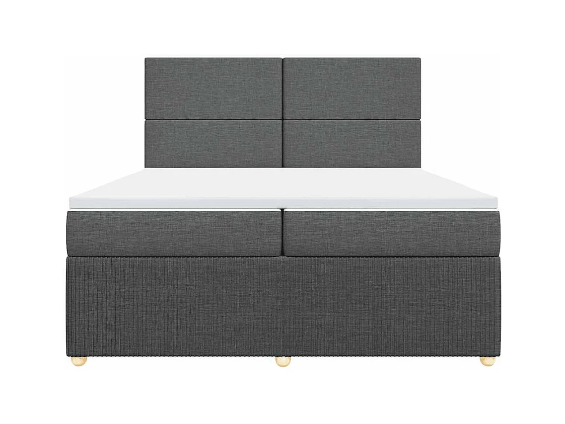 Sommier à lattes de lit avec matelas Gris foncé 200x200cm Tissu