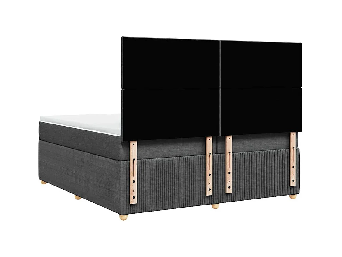 Sommier à lattes de lit avec matelas Gris foncé 200x200cm Tissu
