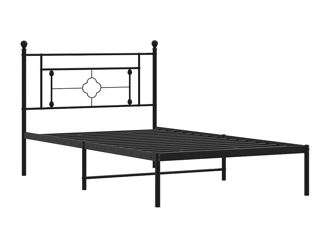 Estructura cama sin colchón con cabecero metal negro 107x203 cm