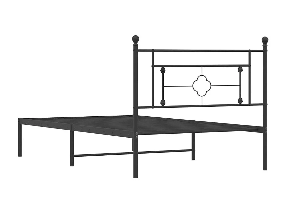 Estructura cama sin colchón con cabecero metal negro 107x203 cm