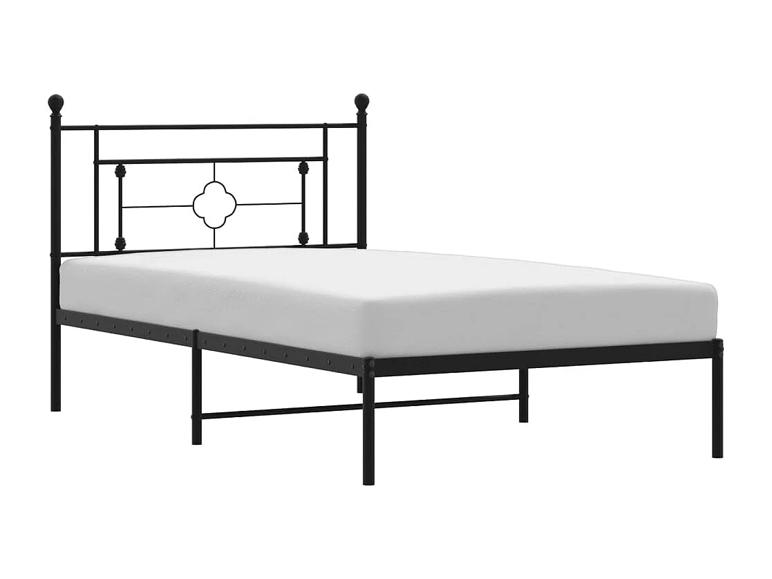 Cadre de lit métal sans matelas avec tête de lit noir 107x203cm