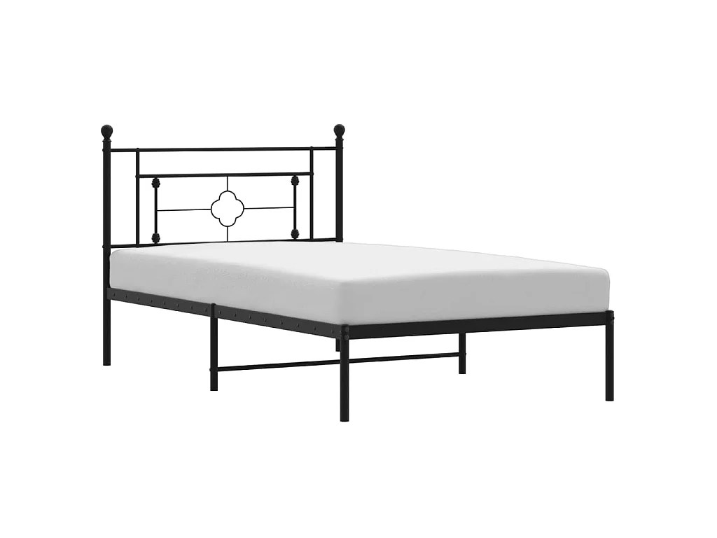 Cadre de lit métal sans matelas avec tête de lit noir 107x203cm