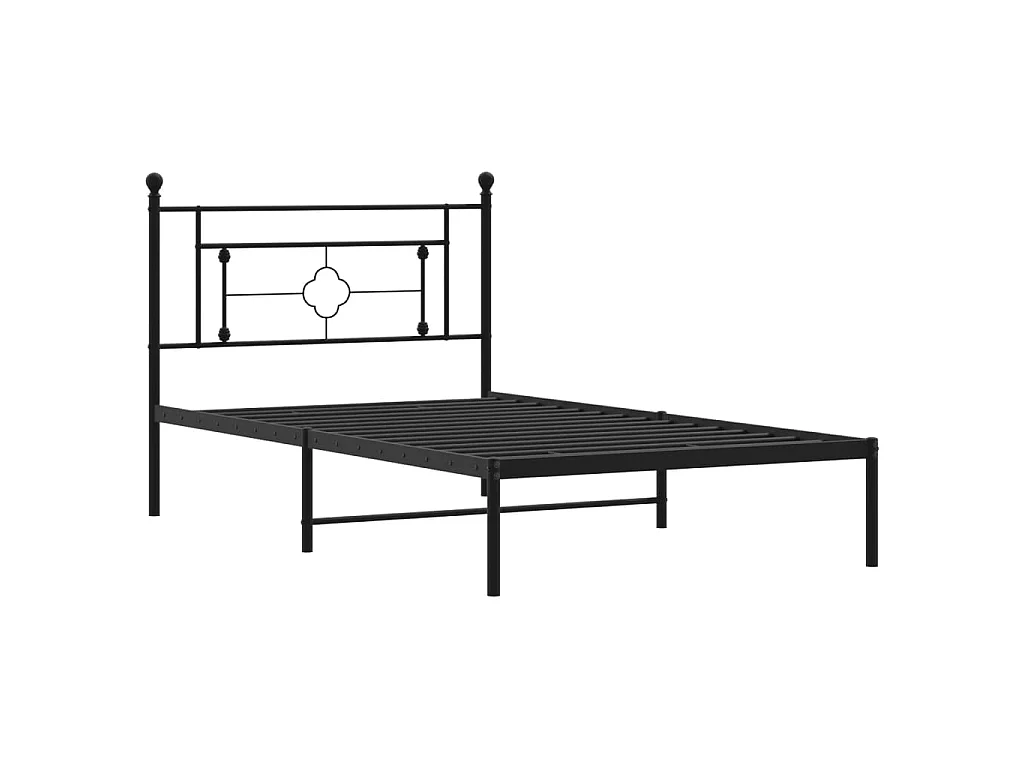 Cadre de lit métal sans matelas avec tête de lit noir 107x203cm