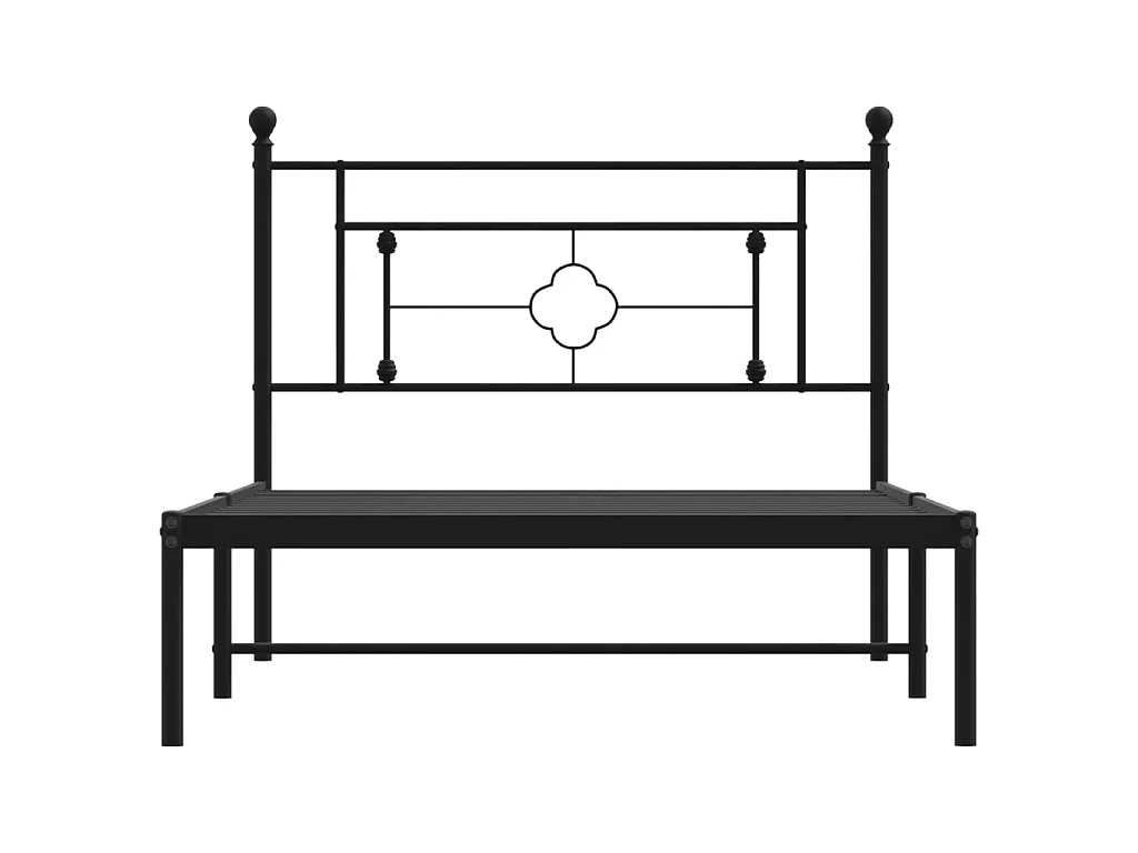 Cadre de lit métal sans matelas avec tête de lit noir 107x203cm