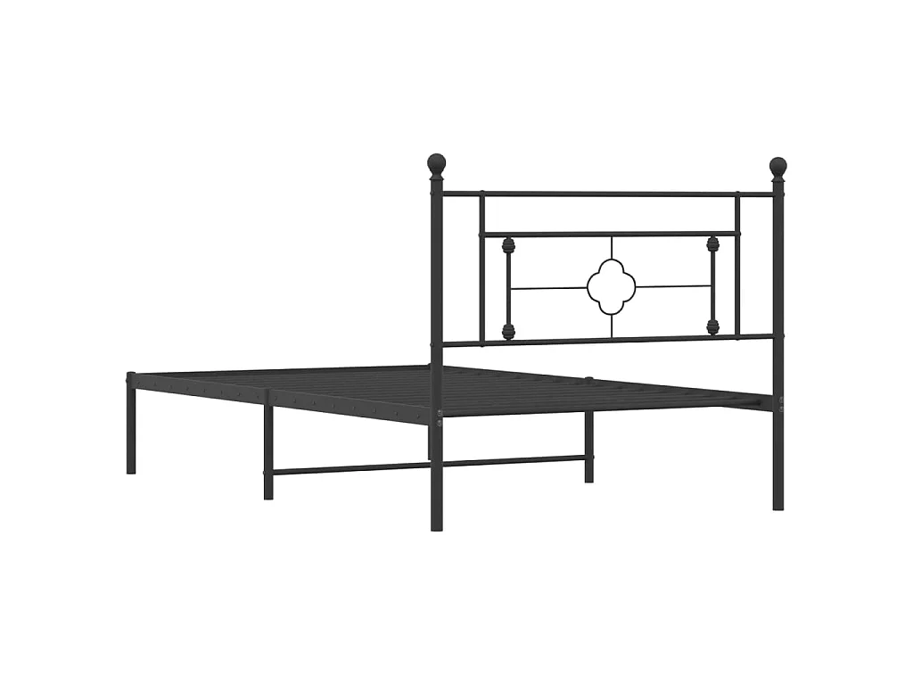 Cadre de lit métal sans matelas avec tête de lit noir 107x203cm