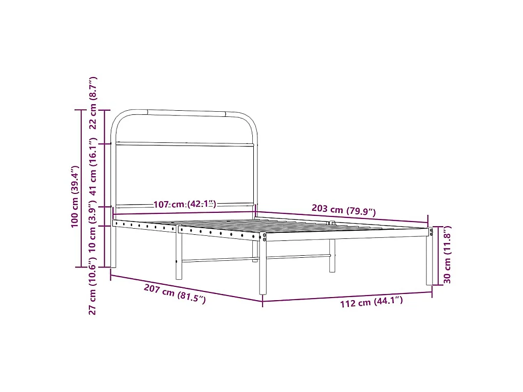 Bettgestell ohne Matratze 107x203 cm Sonoma-Eiche Holzwerkstoff