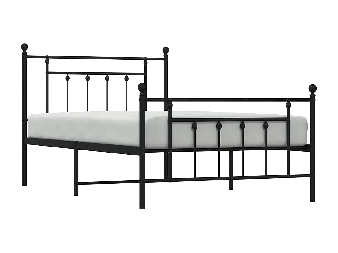 Cadre de lit métal sans matelas avec pied de lit noir 107x203cm