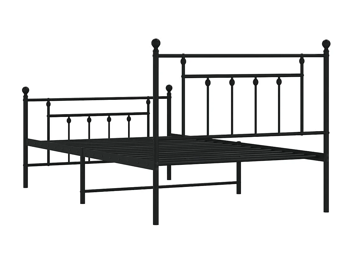 Cadre de lit métal sans matelas avec pied de lit noir 107x203cm