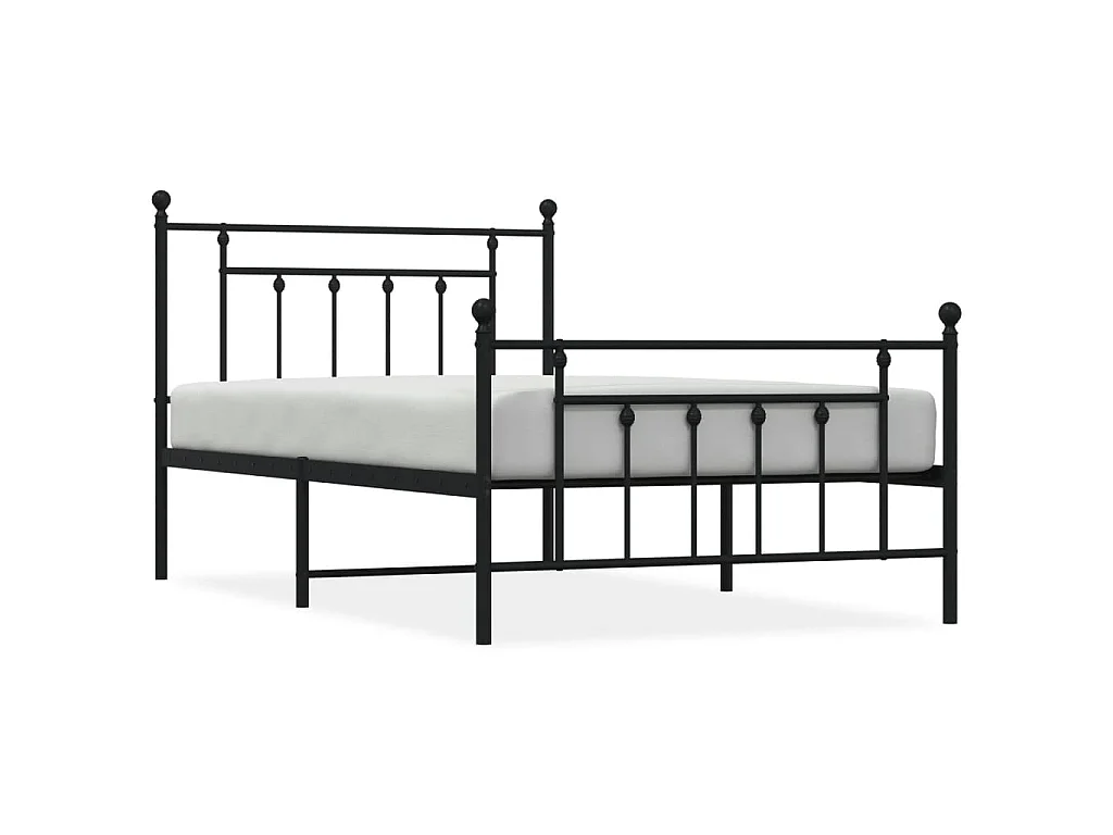 Giroletto con Testiera e Pediera Metallo Nero 107x203 cm