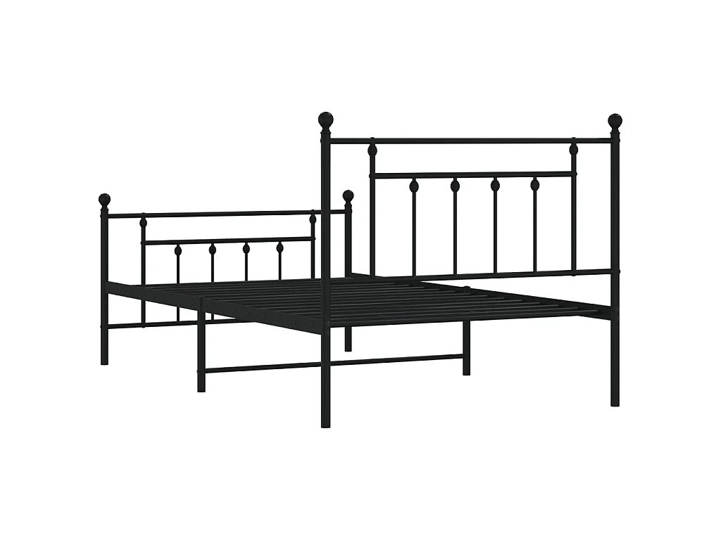 Giroletto con Testiera e Pediera Metallo Nero 107x203 cm