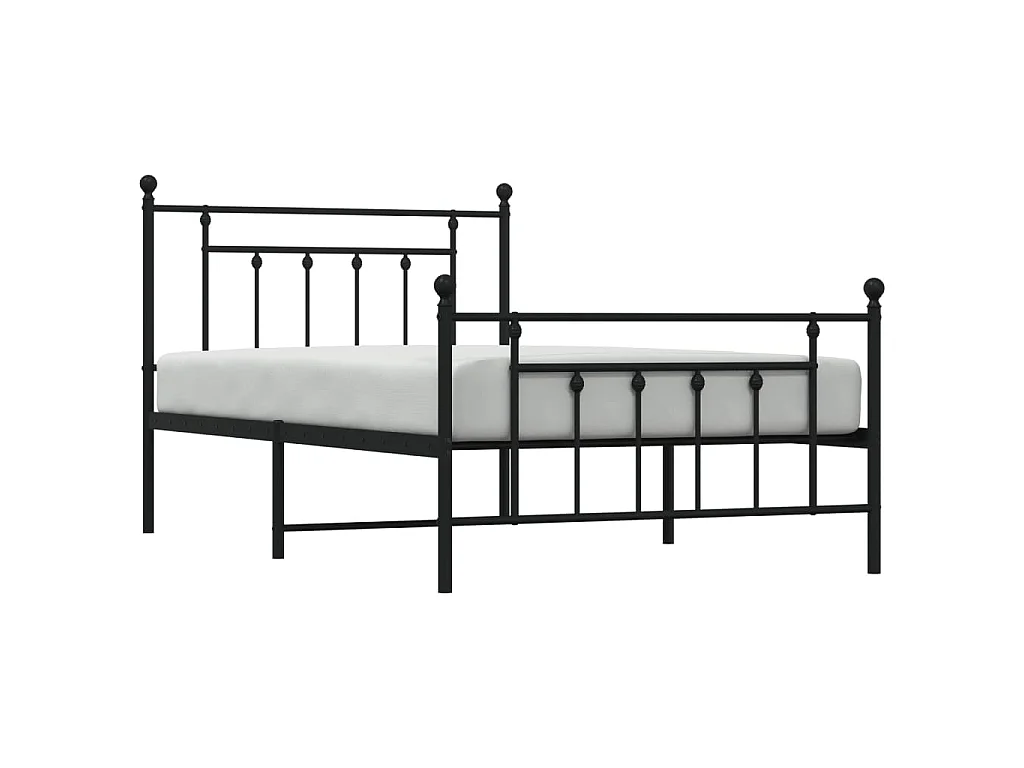 Giroletto con Testiera e Pediera Metallo Nero 107x203 cm