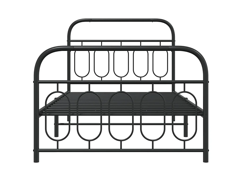Cadre de lit métal sans matelas avec pied de lit noir 107x203cm