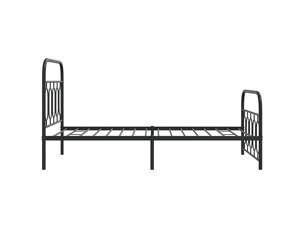 Cadre de lit métal sans matelas avec pied de lit noir 107x203cm