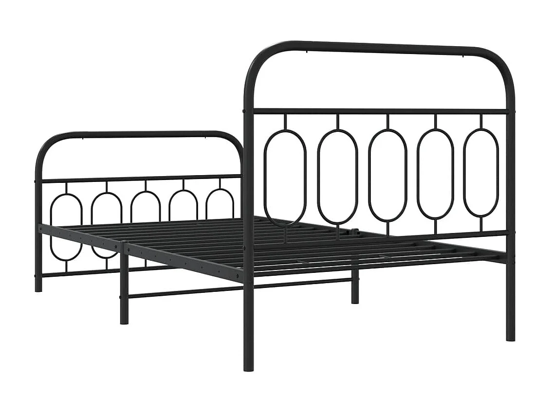 Cadre de lit métal sans matelas avec pied de lit noir 107x203cm