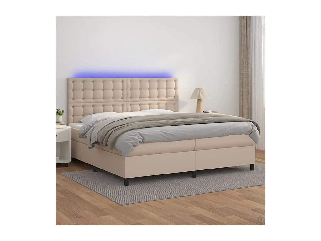 Sommier à lattes de lit avec matelas LED Cappuccino 200x200 cm