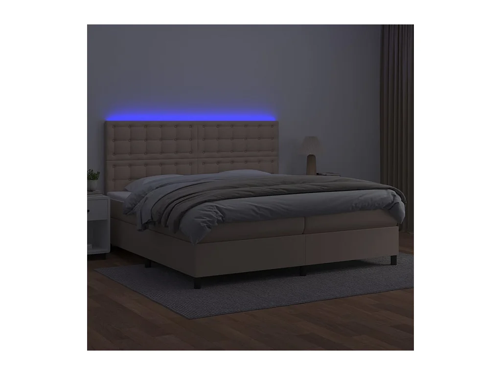 Sommier à lattes de lit avec matelas LED Cappuccino 200x200 cm