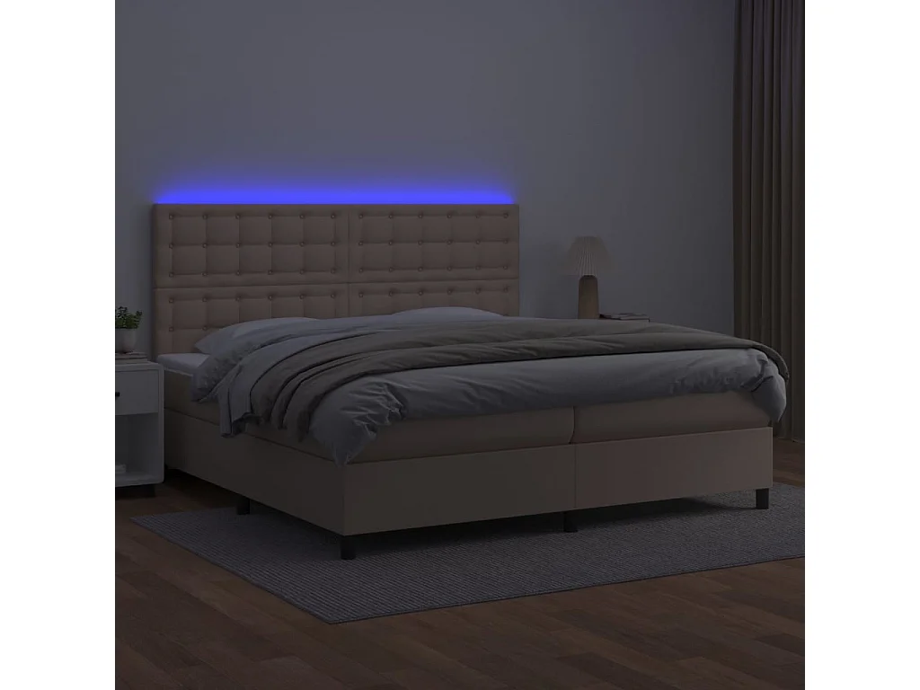 Sommier à lattes de lit avec matelas LED Cappuccino 200x200 cm