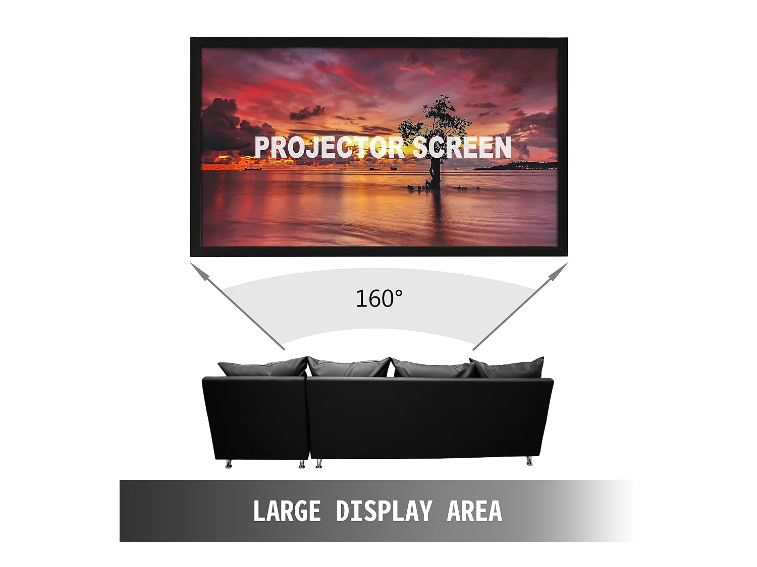 Grote HD Projectiescherm SucceBuy, 279 cm, Projectieschermdoek 16:9, 3D Aluminiumlegeringkader, voor Videoprojectoren Buiten en Thuis