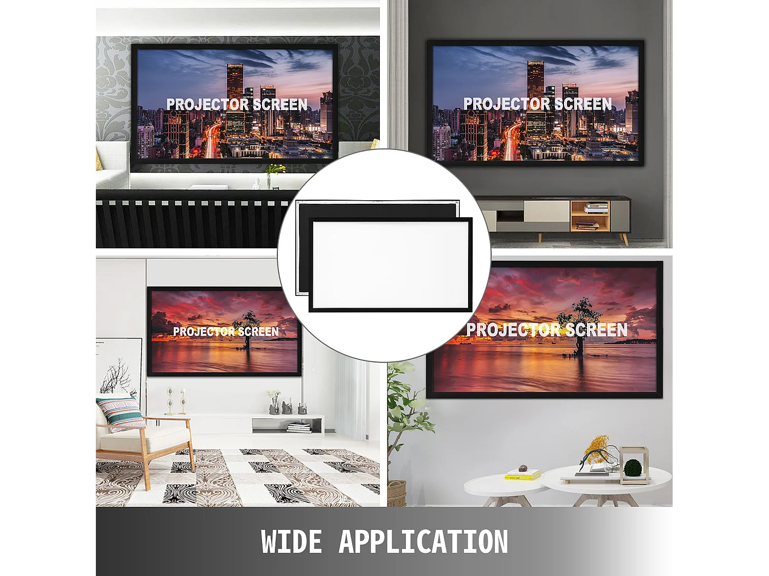 Grand Écran de Projection HD SucceBuy, 279 cm, Toile de Projecteur 16:9, 3D Cadre en Alliage d'Aluminium, pour Vidéo Projecteurs à l'Extérieur et à la Maison