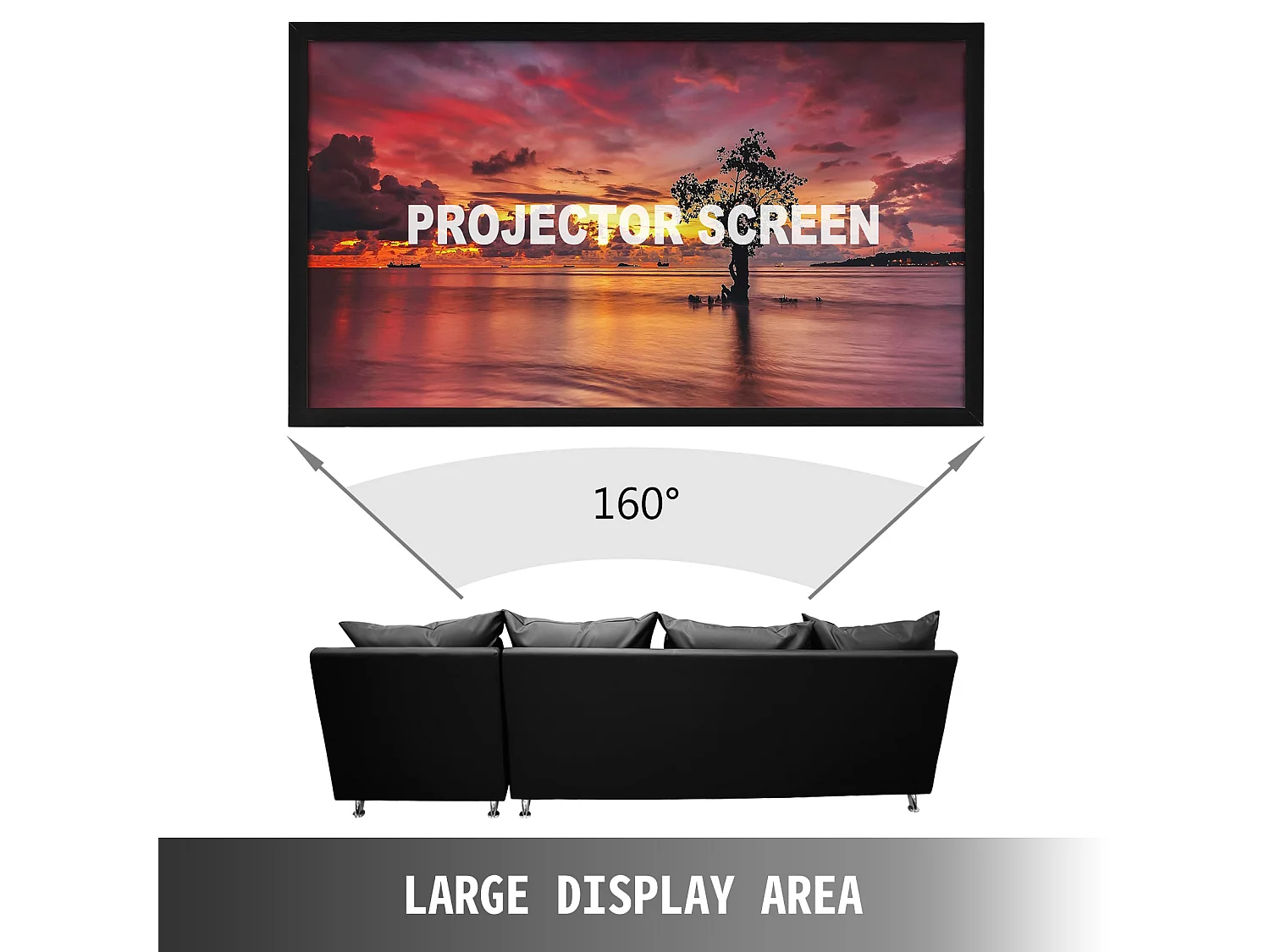 Grand Écran de Projection HD SucceBuy, 279 cm, Toile de Projecteur 16:9, 3D Cadre en Alliage d'Aluminium, pour Vidéo Projecteurs à l'Extérieur et à la Maison