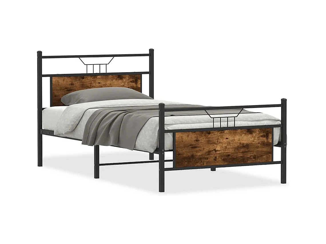 Cadre de lit sans matelas chêne fumé 107x203 cm bois ingénierie