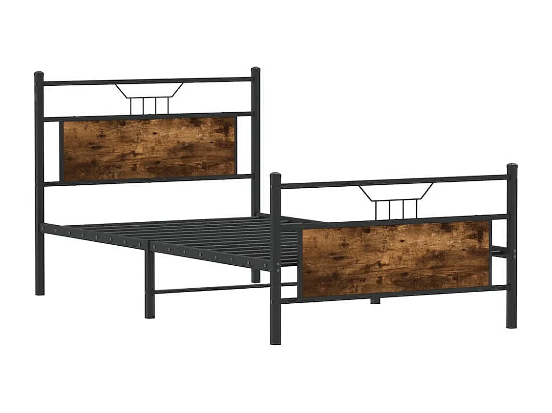 Cadre de lit sans matelas chêne fumé 107x203 cm bois ingénierie