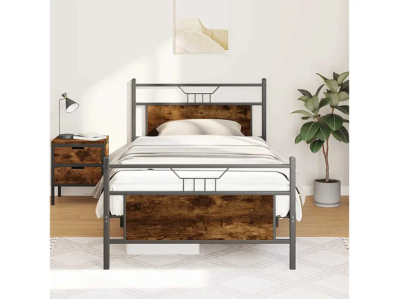 Bedframe zonder matras spaanplaat gerookt eikenkleurig