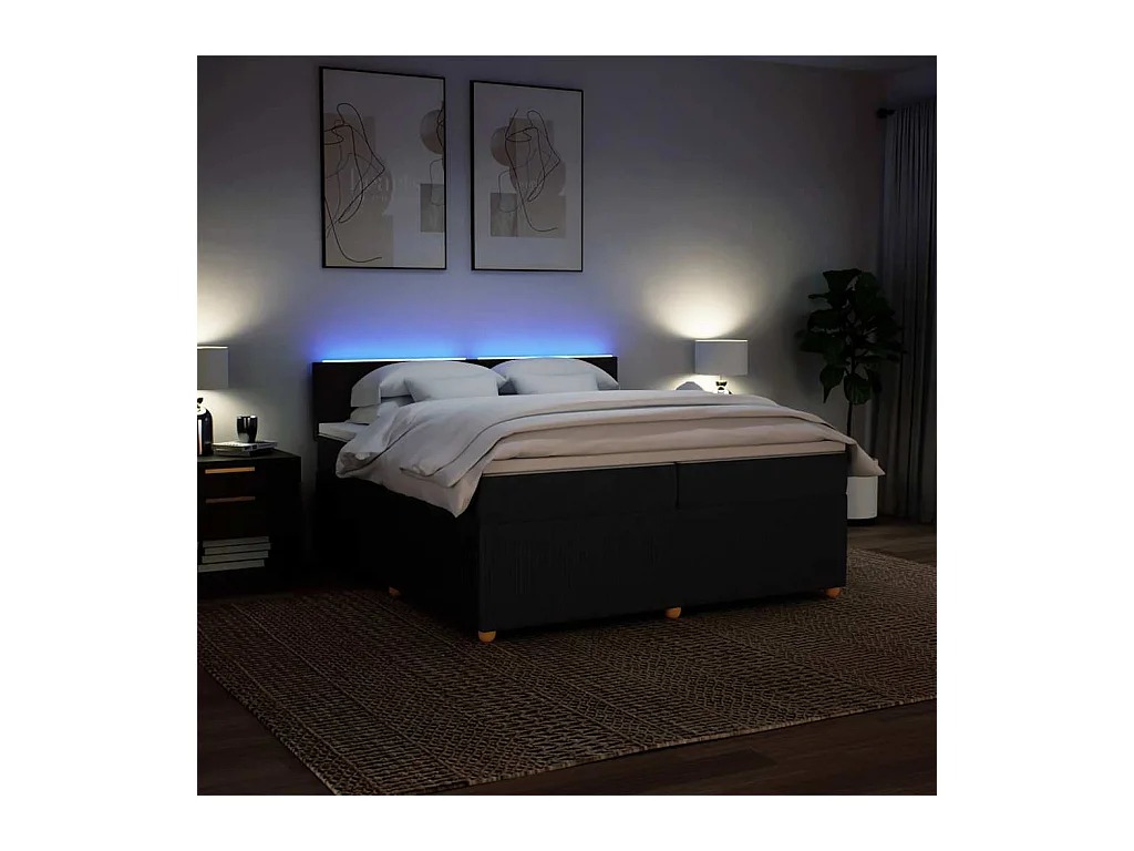 Boxspring met matras stof zwart 200x200 cm